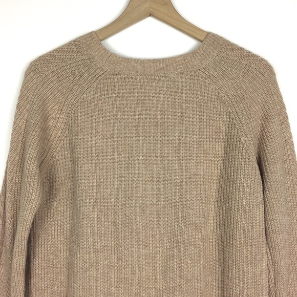 LOFT Wool Blend Sweater Neutral Camel Minimalist Capsule Wardrobe Size Medium - Picture 8 of 10